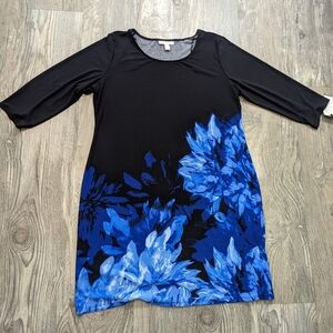 Dana Buchman women's dress back with blue flowers new with tags size XL